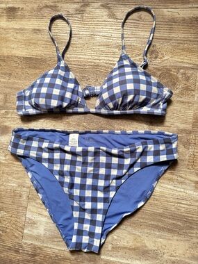 Aerie Blue and White Gingham Bikini Set